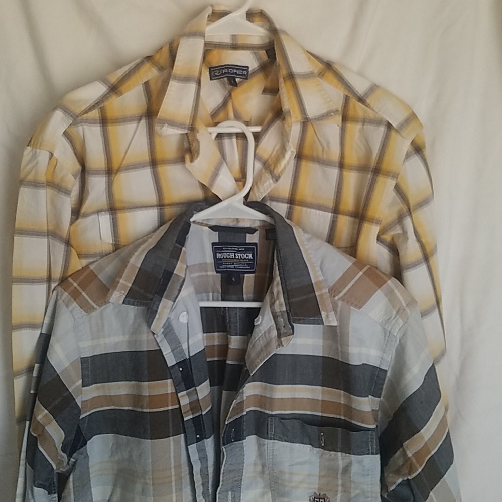 Lot of 2 Mens western shirt sz L